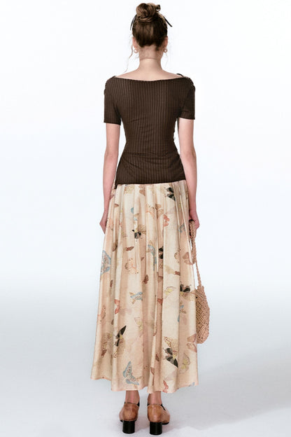 Butterfly Pleat Top With Maxi Skirt Set-Up