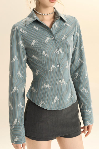 Striped Lace Slim-Fit Shirt