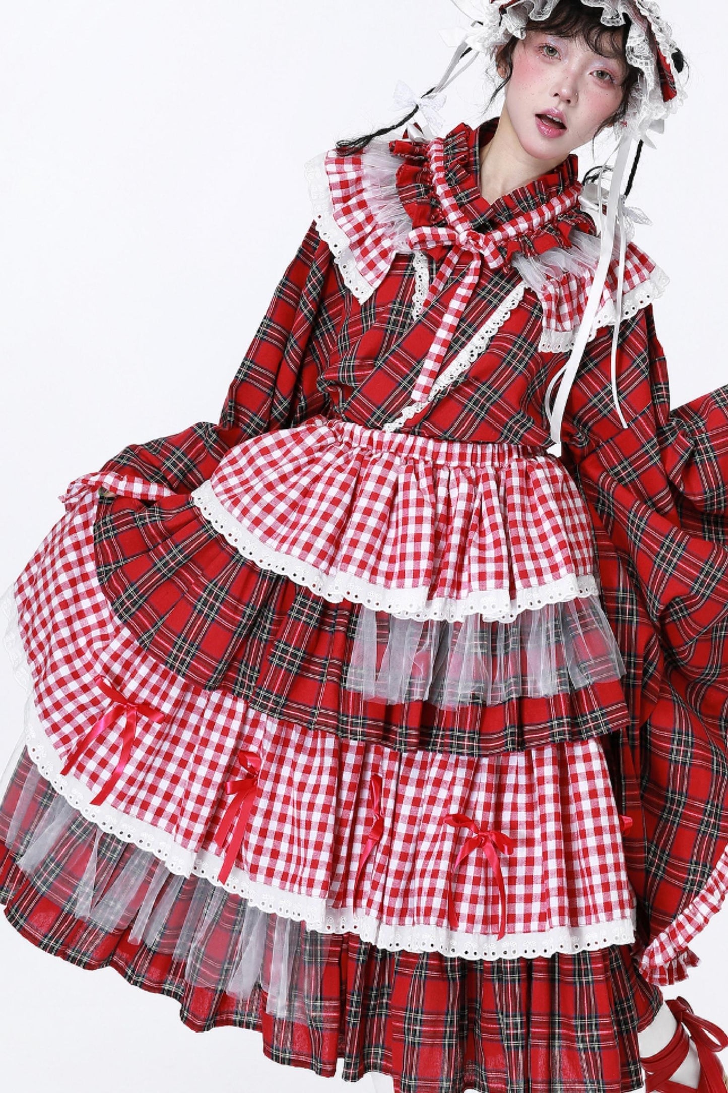Japanese Lolita Plaid Wrap Skirt
