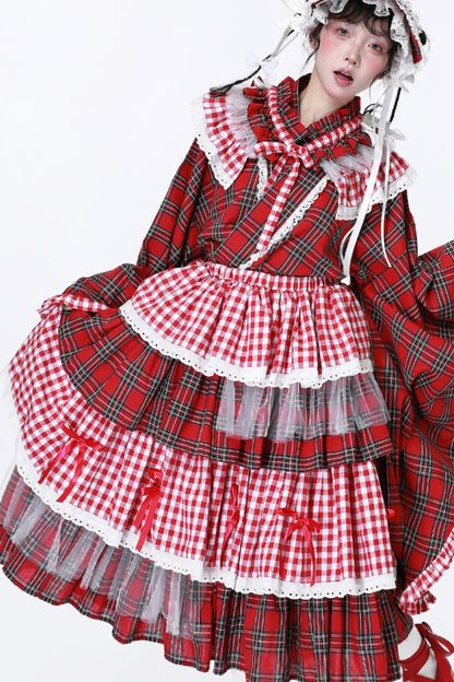 Japanese Lolita Plaid Wrap Skirt