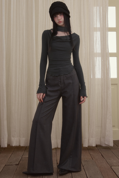 High-Rise Straight Trousers