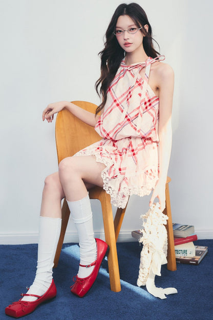 Memorial Rose Check Lace Dress