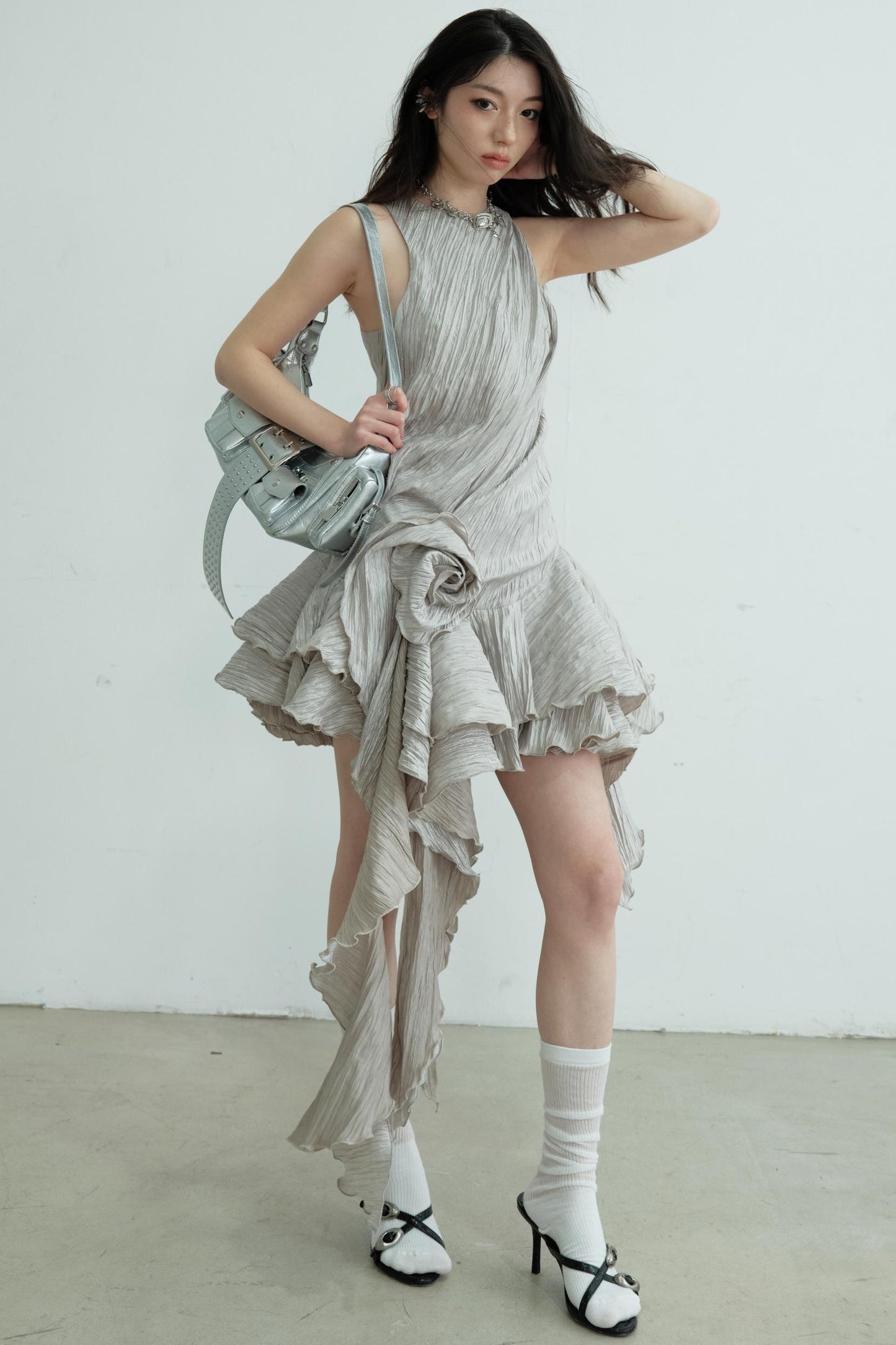 Pleated Floral Dress