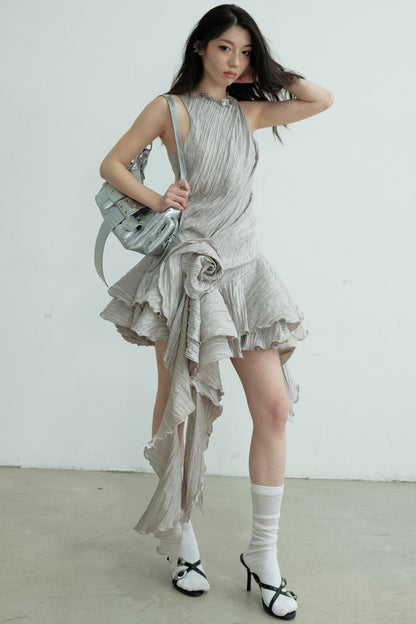 Pleated Floral Dress