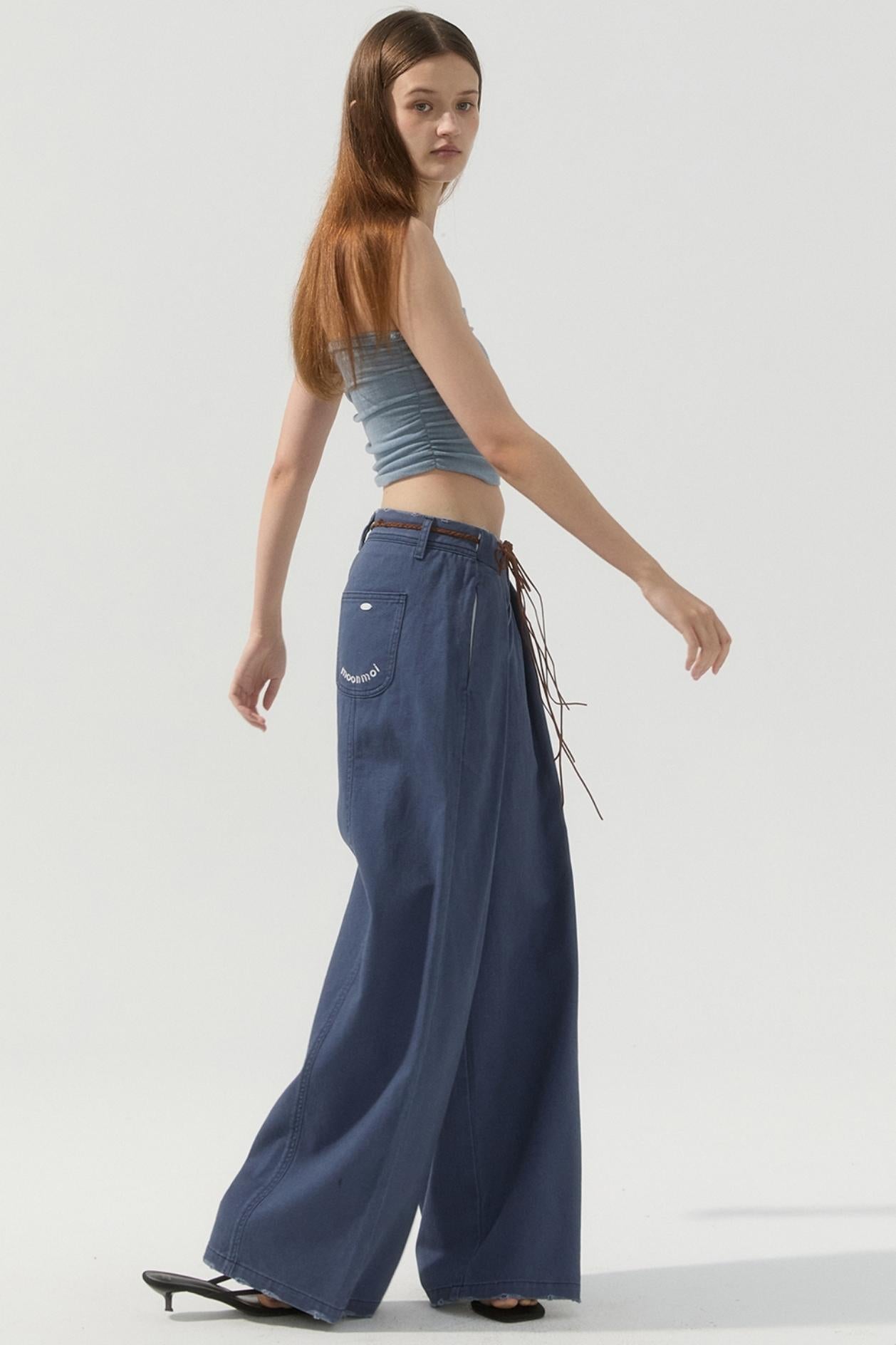 Vintage Blue Wide-Leg Pants