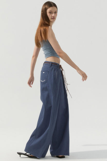 Vintage Blue Wide-Leg Pants