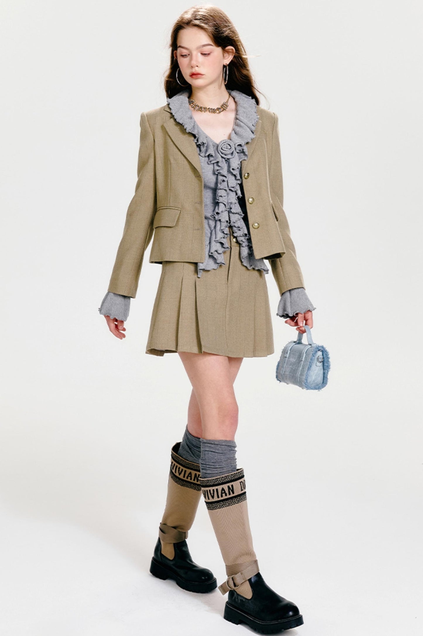 Chic V-Neck Ruffled Cardigan