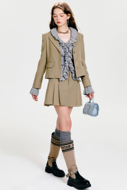 Chic V-Neck Ruffled Cardigan