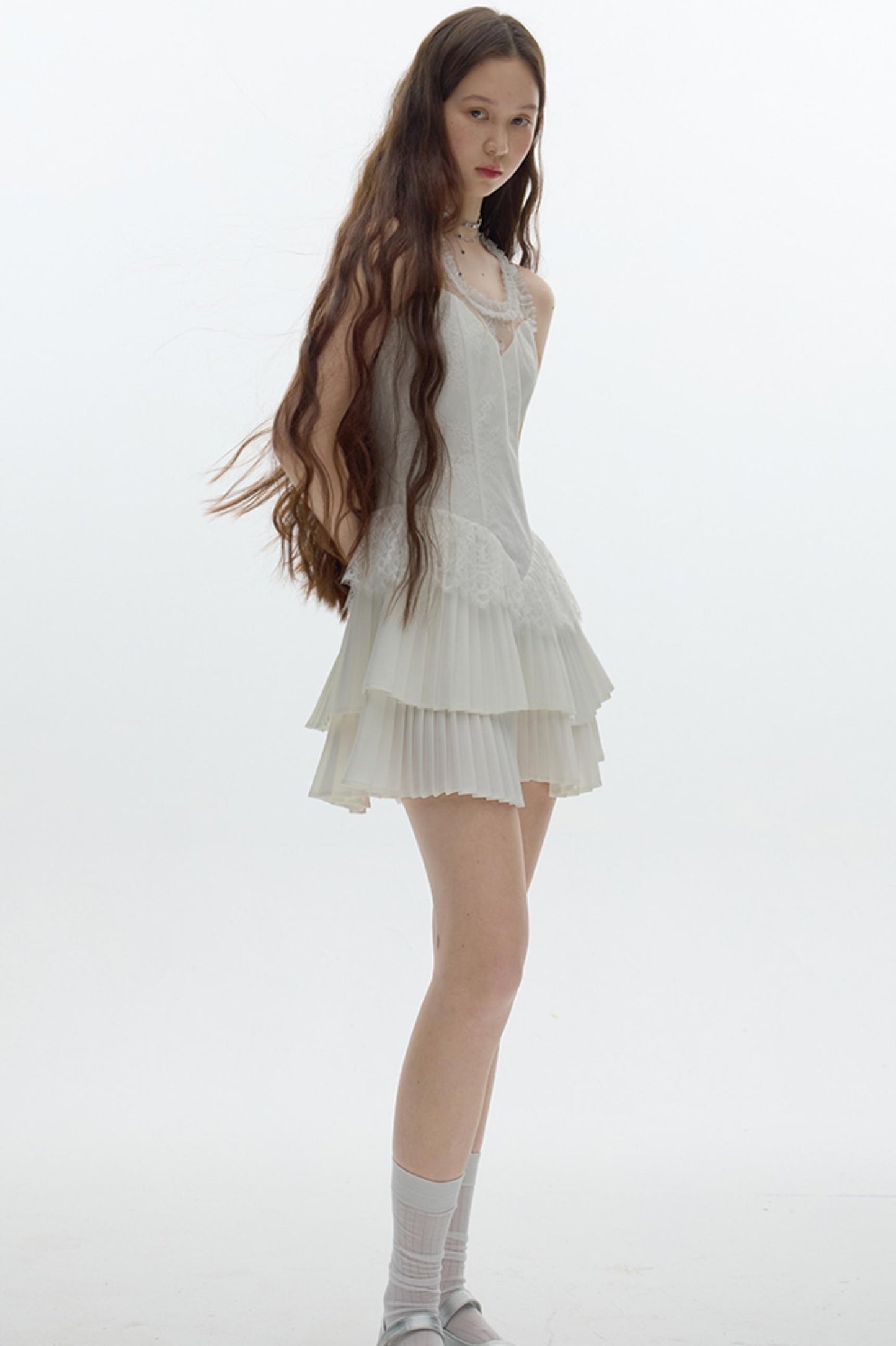 Pleated Bridal Gown Dress