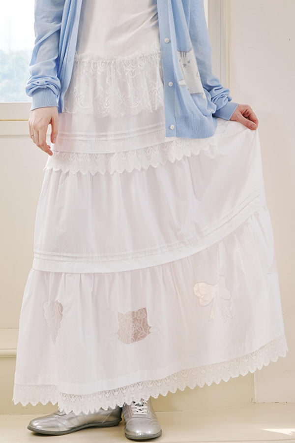 Geometric Lace Maxi Skirt