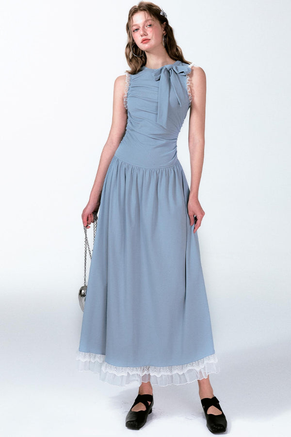 Blue Butterfly Pleat Dress