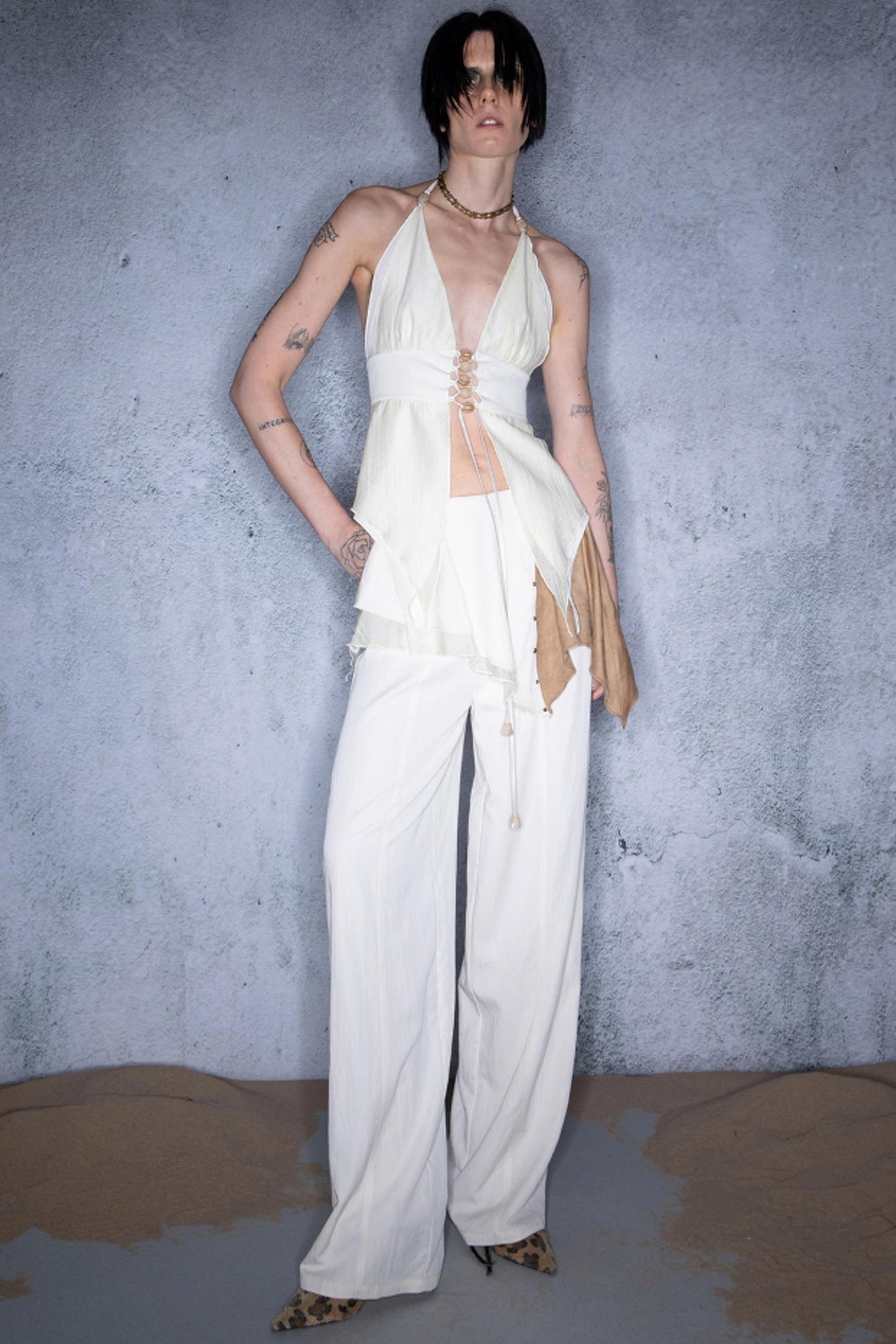 Leaf Beaded Cotton Camisole