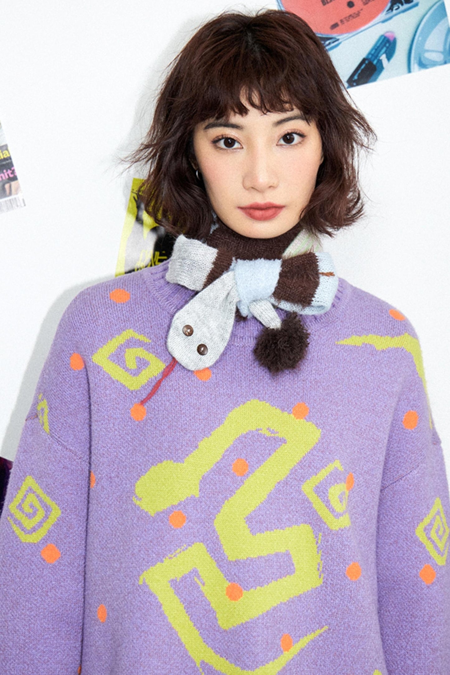 Purple Snake Jacquard Sweater