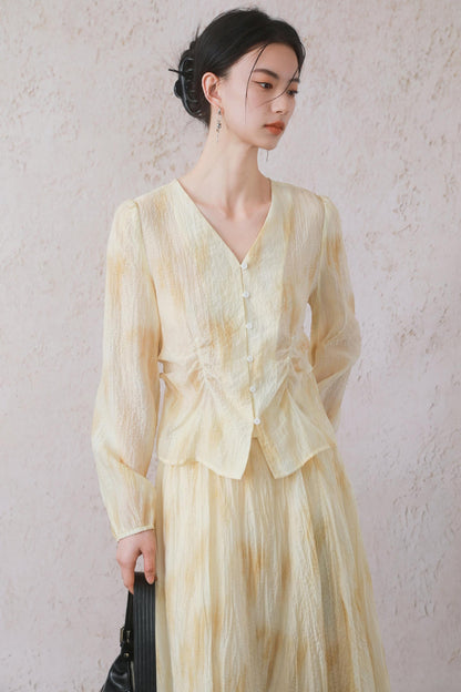 Yellow Pleated Skirt