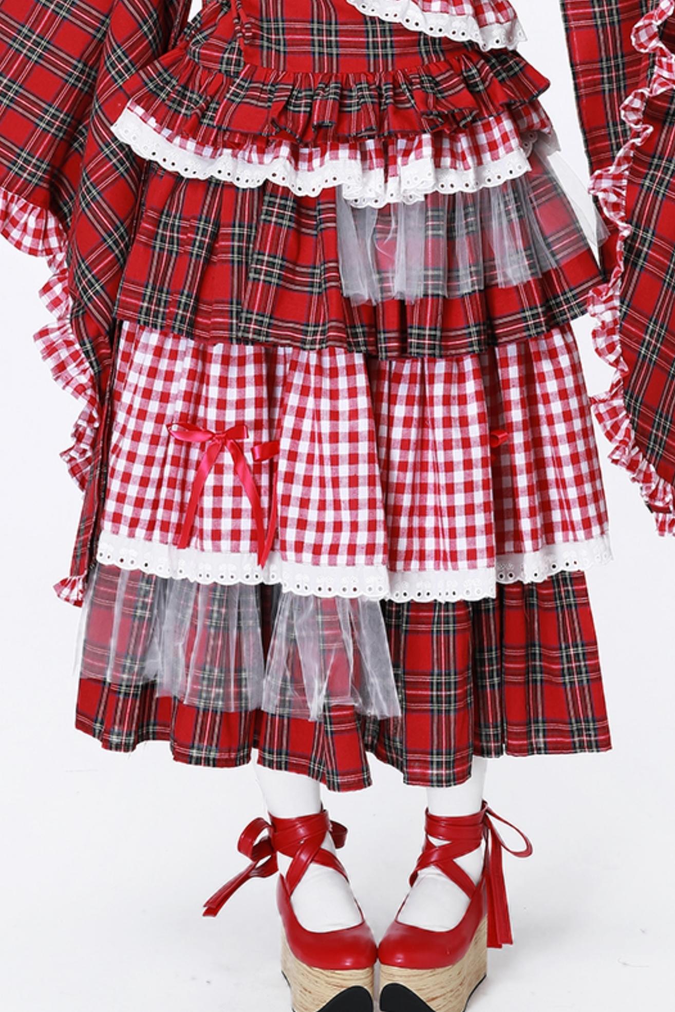 Japanese Lolita Plaid Wrap Skirt