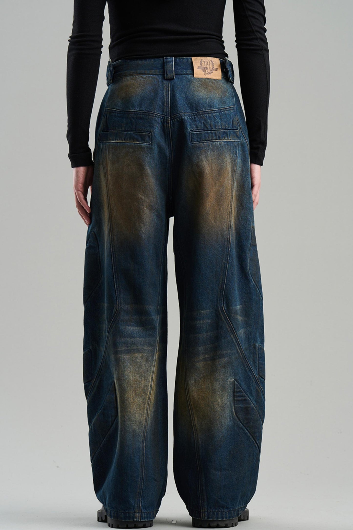 Rivet Mid-Rise Denim Trousers