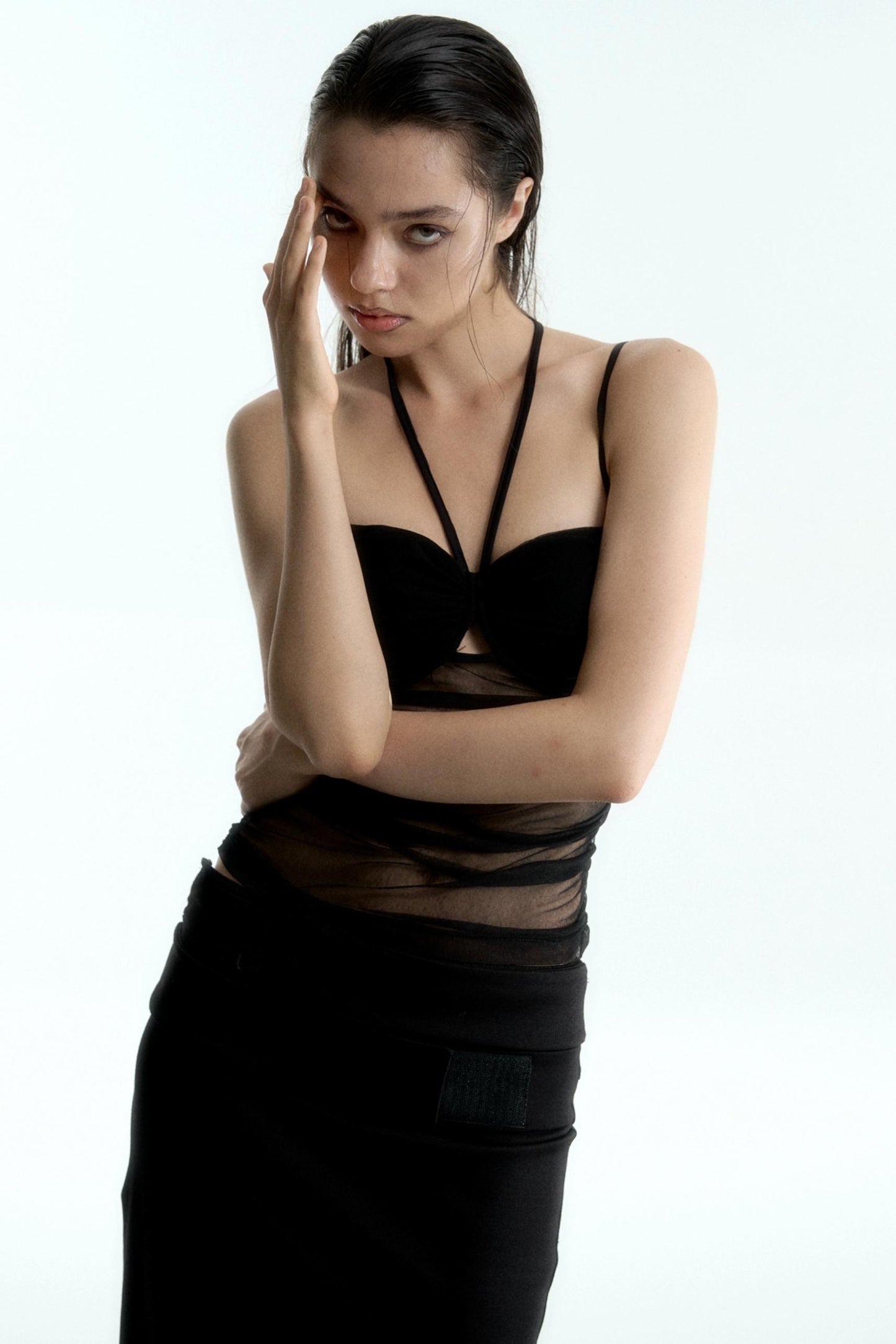 Mesh Halter Corset Top