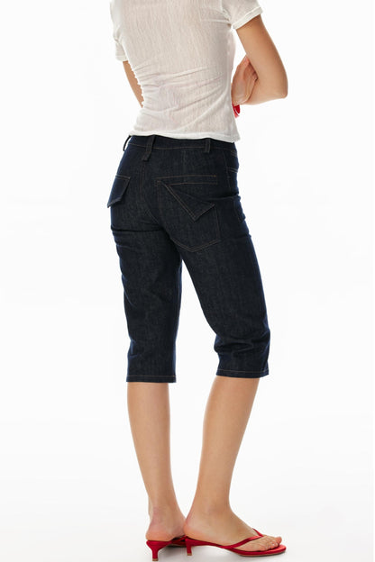 Asymmetrical Denim Shorts