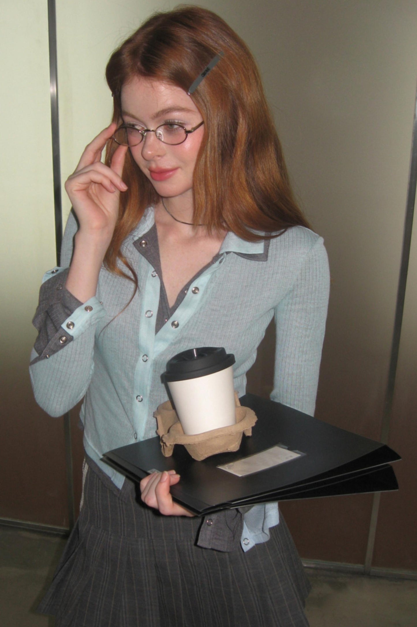 Blue Metal Buckle Slim Fit Tee