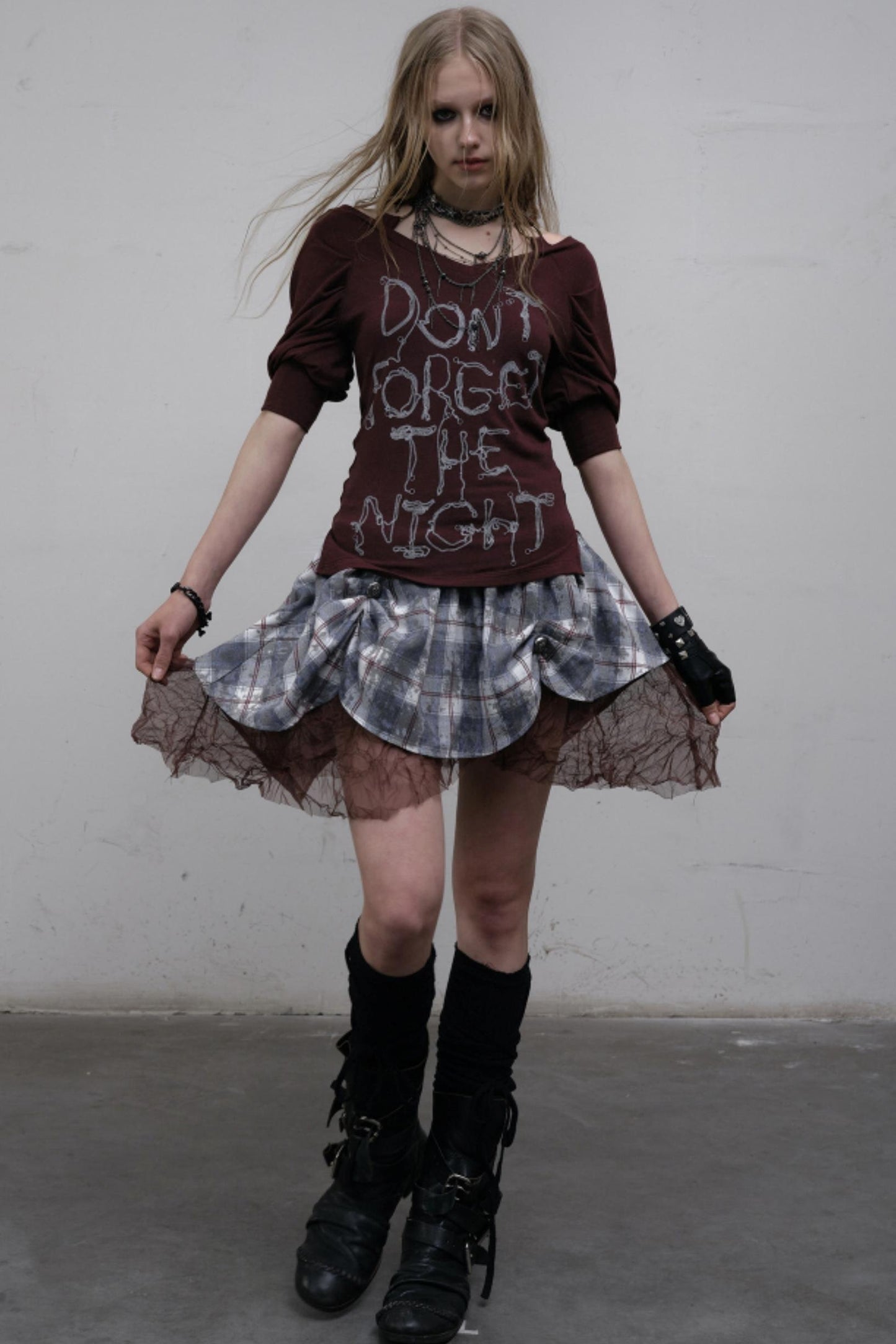 Straight silhouette Plaid Skirt