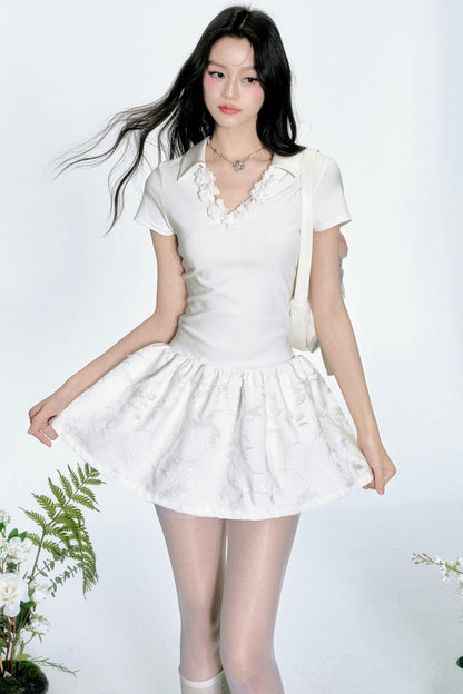 Korean Floral Polo Dress