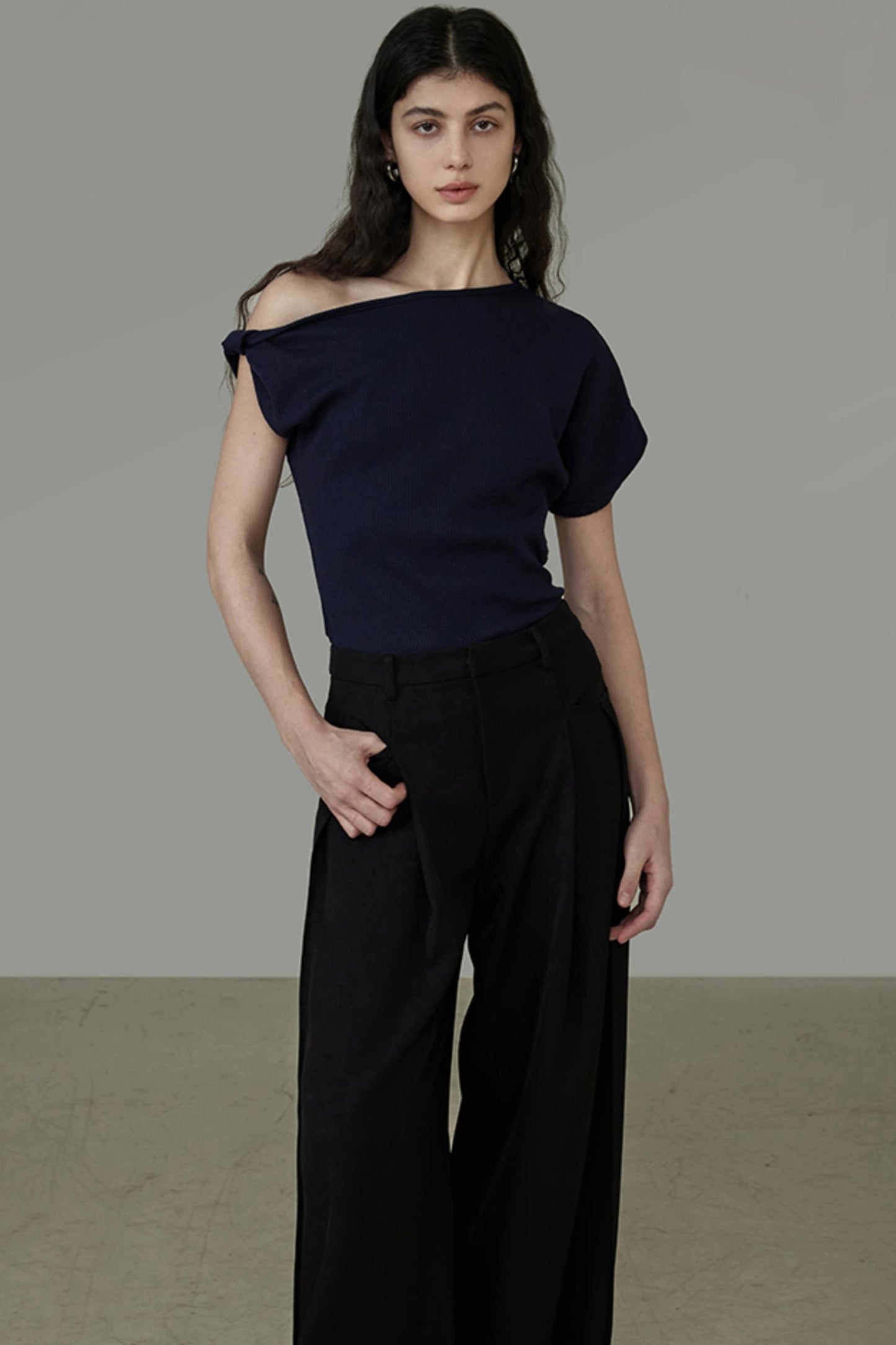 Elegant Slant Shoulder Top