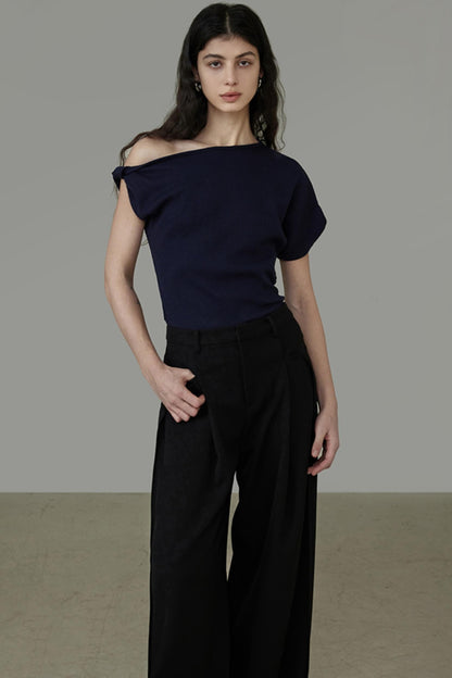 Elegant Slant Shoulder Top