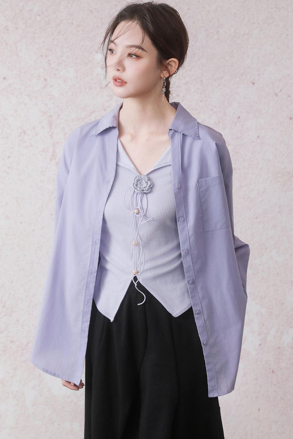 Lavender Lace Collar Shirt
