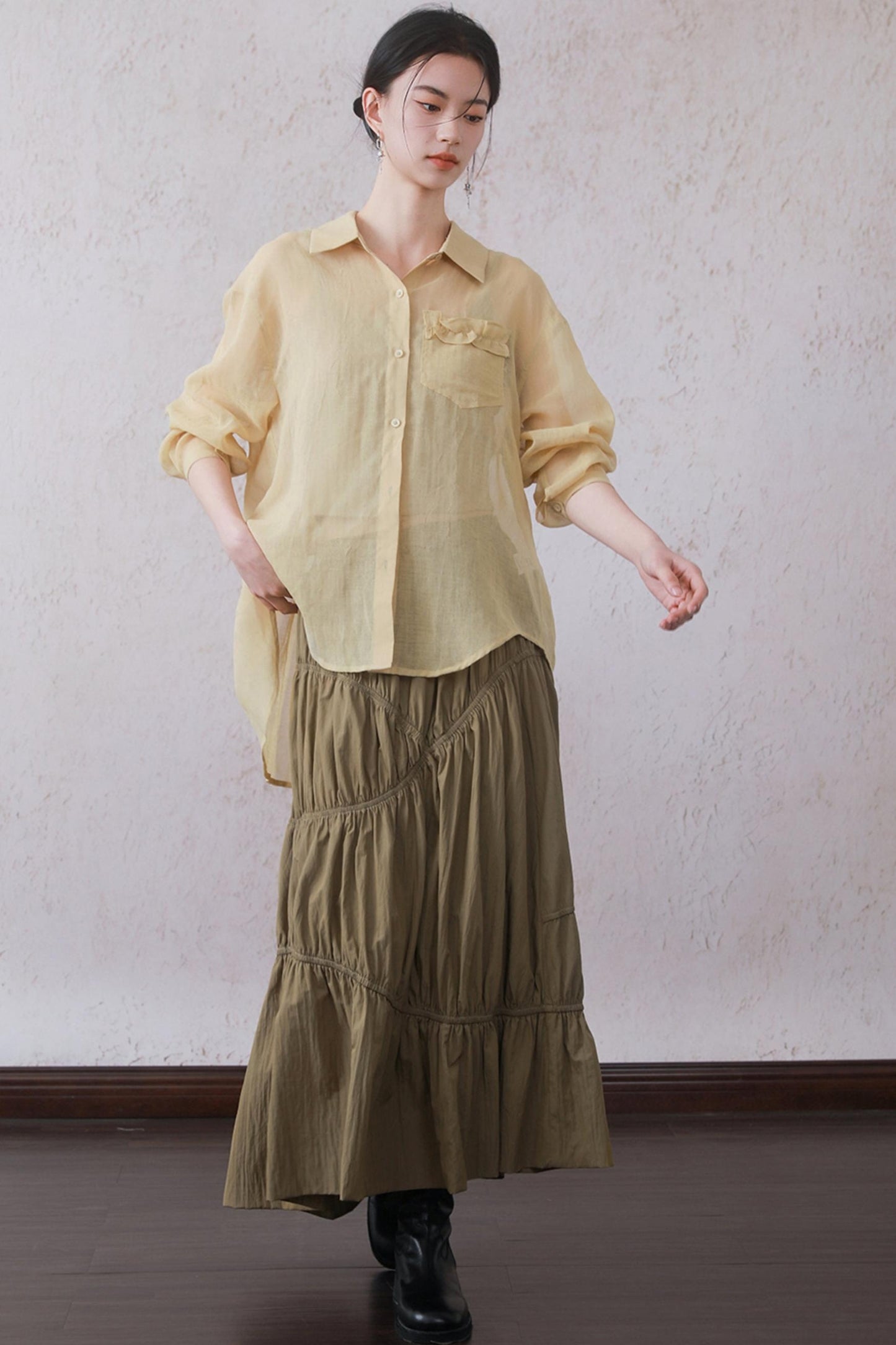 Yellow-Brown Bustier Skirt