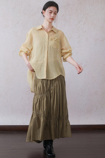 Yellow-Brown Bustier Skirt