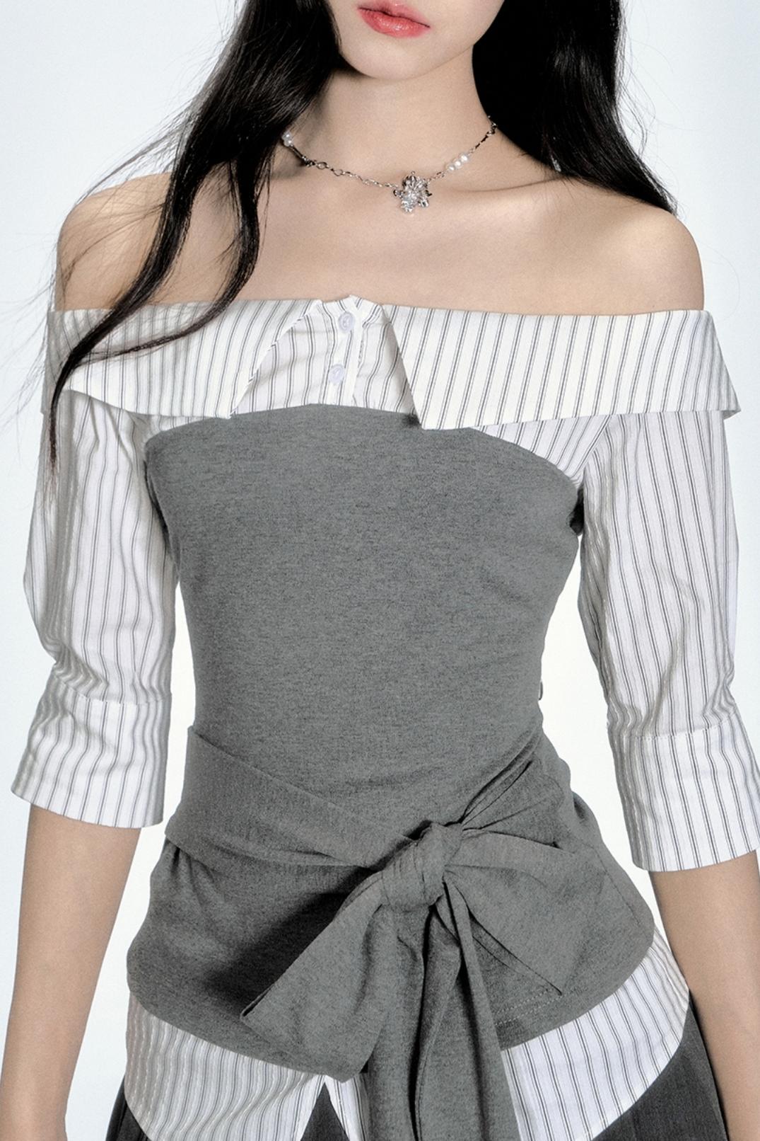 Patchwork One-Shoulder Top