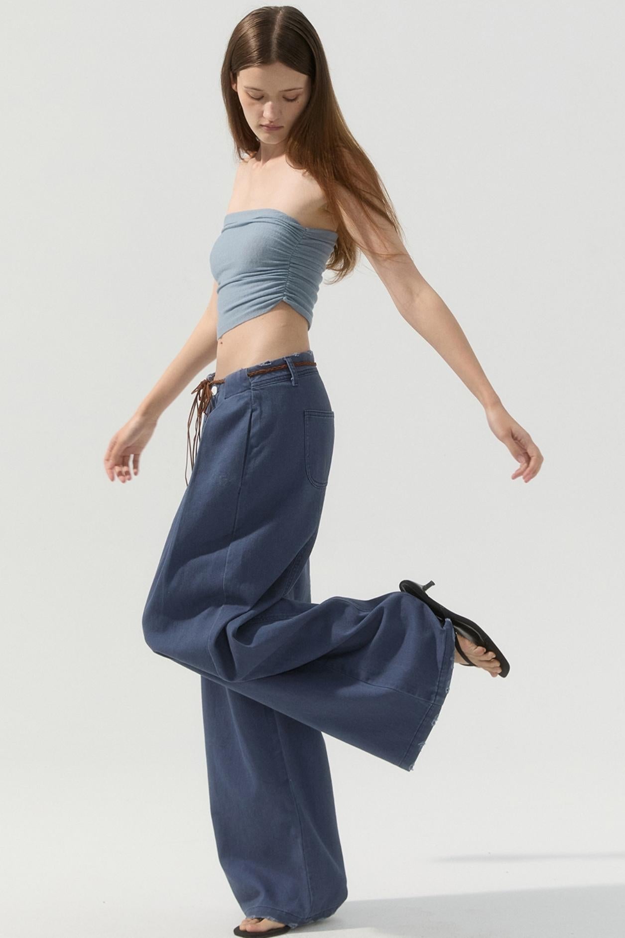 Vintage Blue Wide-Leg Pants