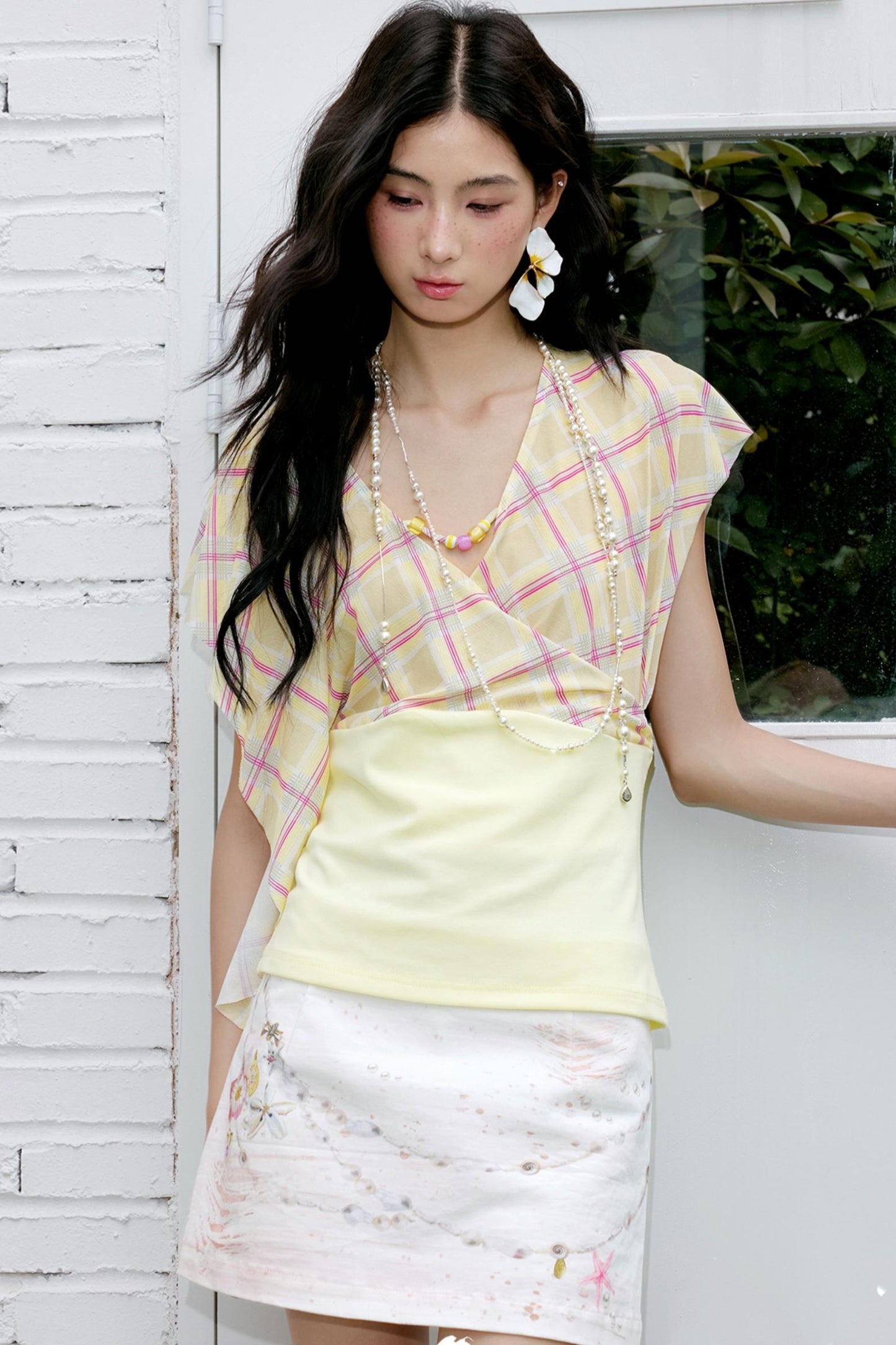 Yellow-Green Plaid Top