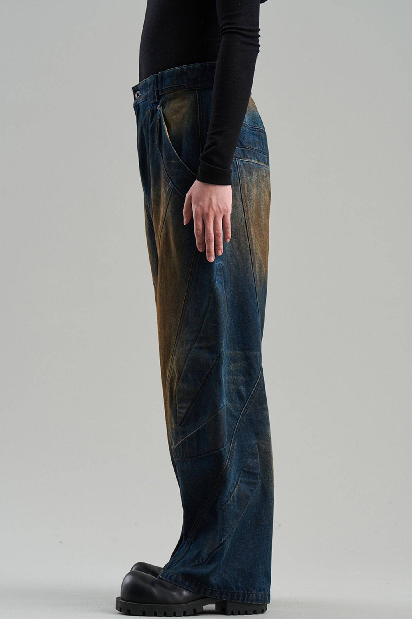 Rivet Mid-Rise Denim Trousers
