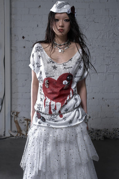 Sailor Style Printed Loose T-Shirt