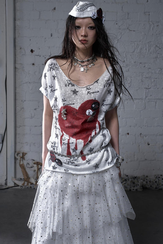 Sailor Style Printed Loose T-Shirt