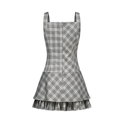 Vintage Checkered Skirt Dress