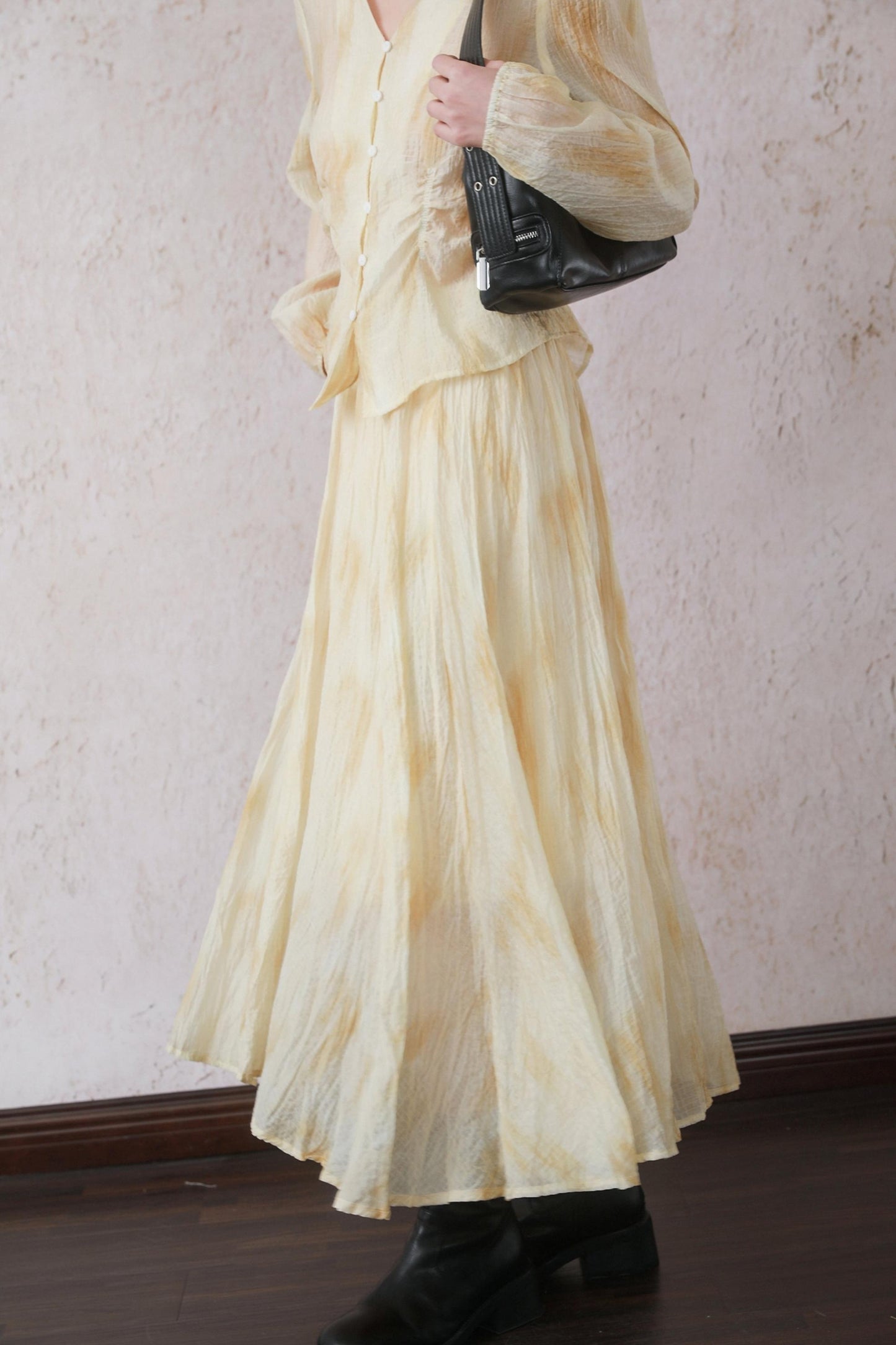 Yellow Pleated Skirt
