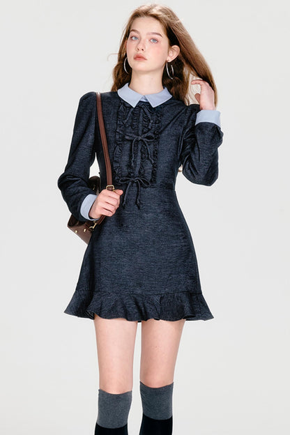 Color Clash Bow Dress