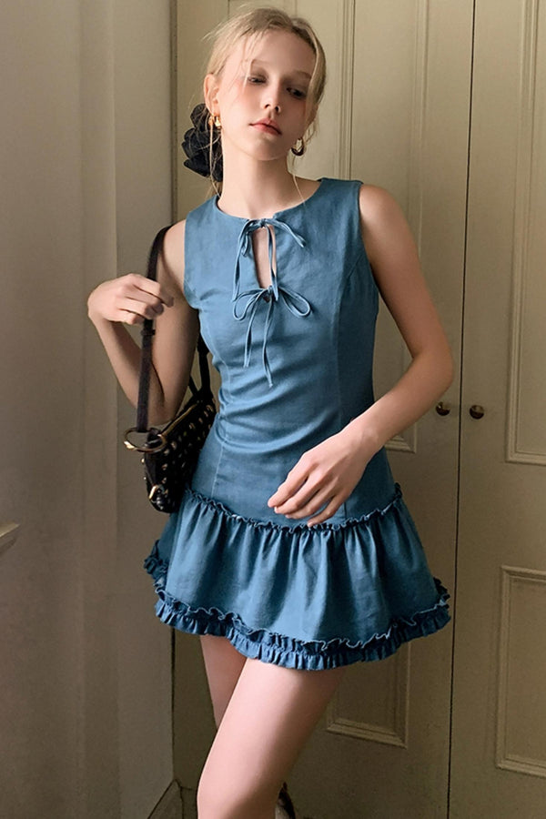 Vintage Denim Shorts Dress Set