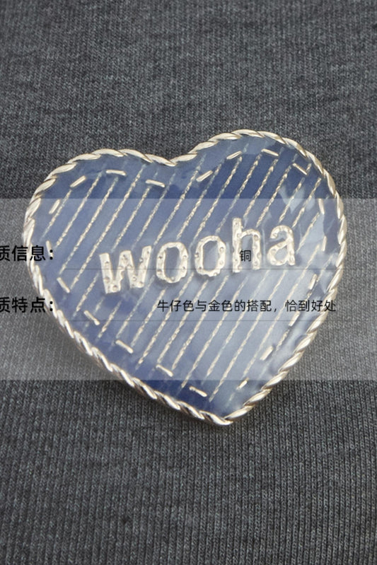 Romantic Denim Heart Brooch