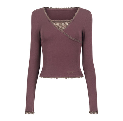 Lace-Trimmed Asymmetrical Tee