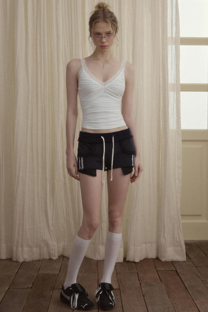 Tuck Mesh Lace Stitch Camisole