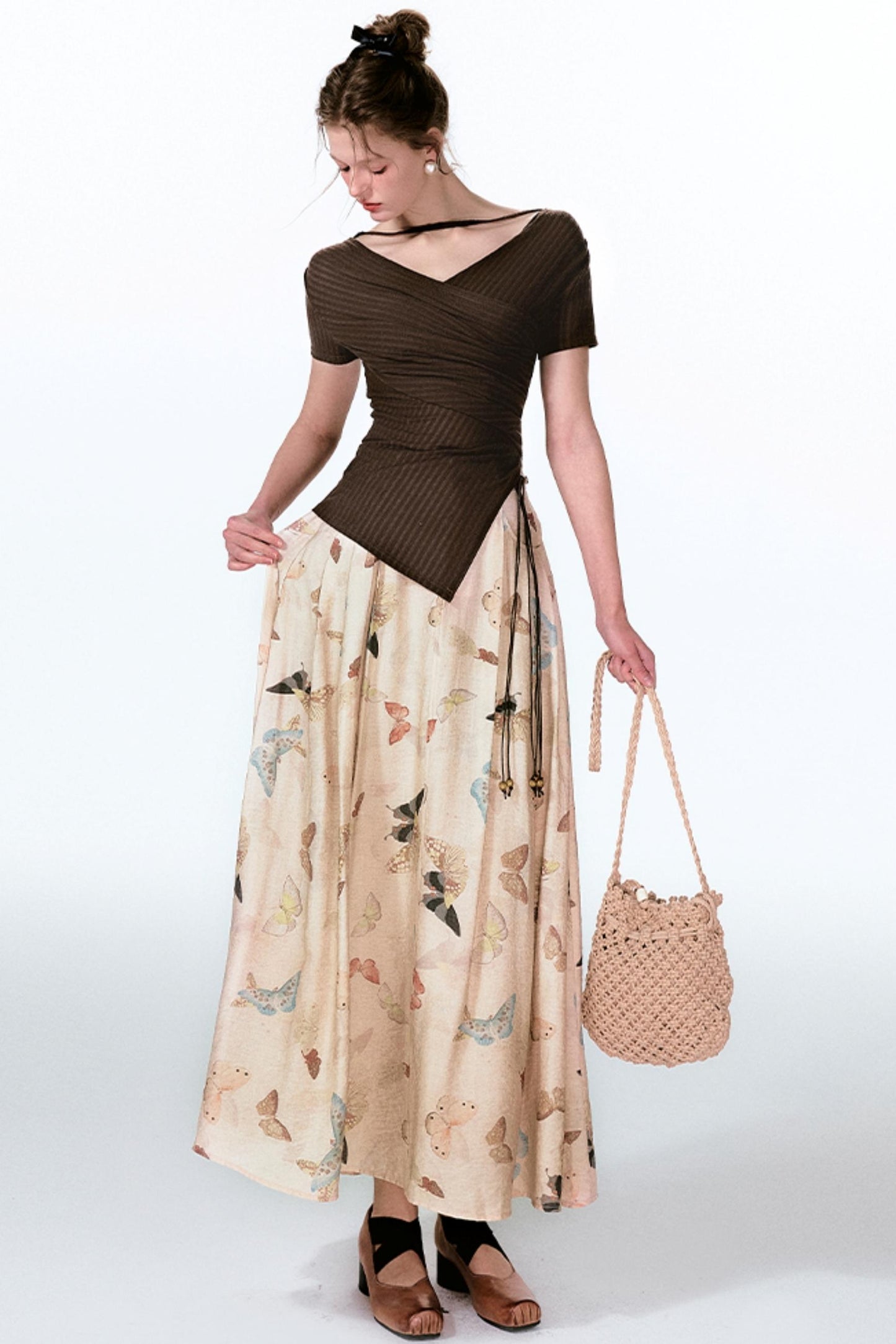 Butterfly Pleat Top With Maxi Skirt Set-Up