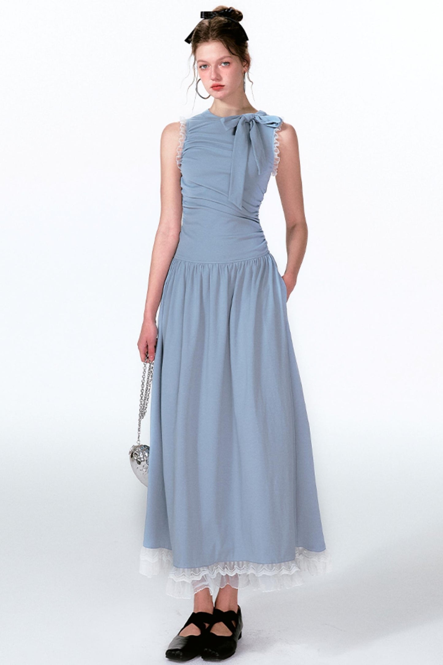 Blue Butterfly Pleat Dress