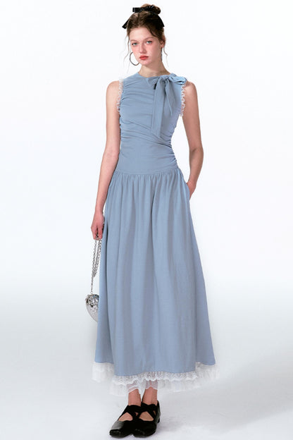 Blue Butterfly Pleat Dress