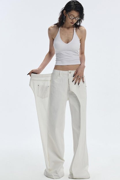 Design Two-Piece Zip-Up Wide-Leg Jeans