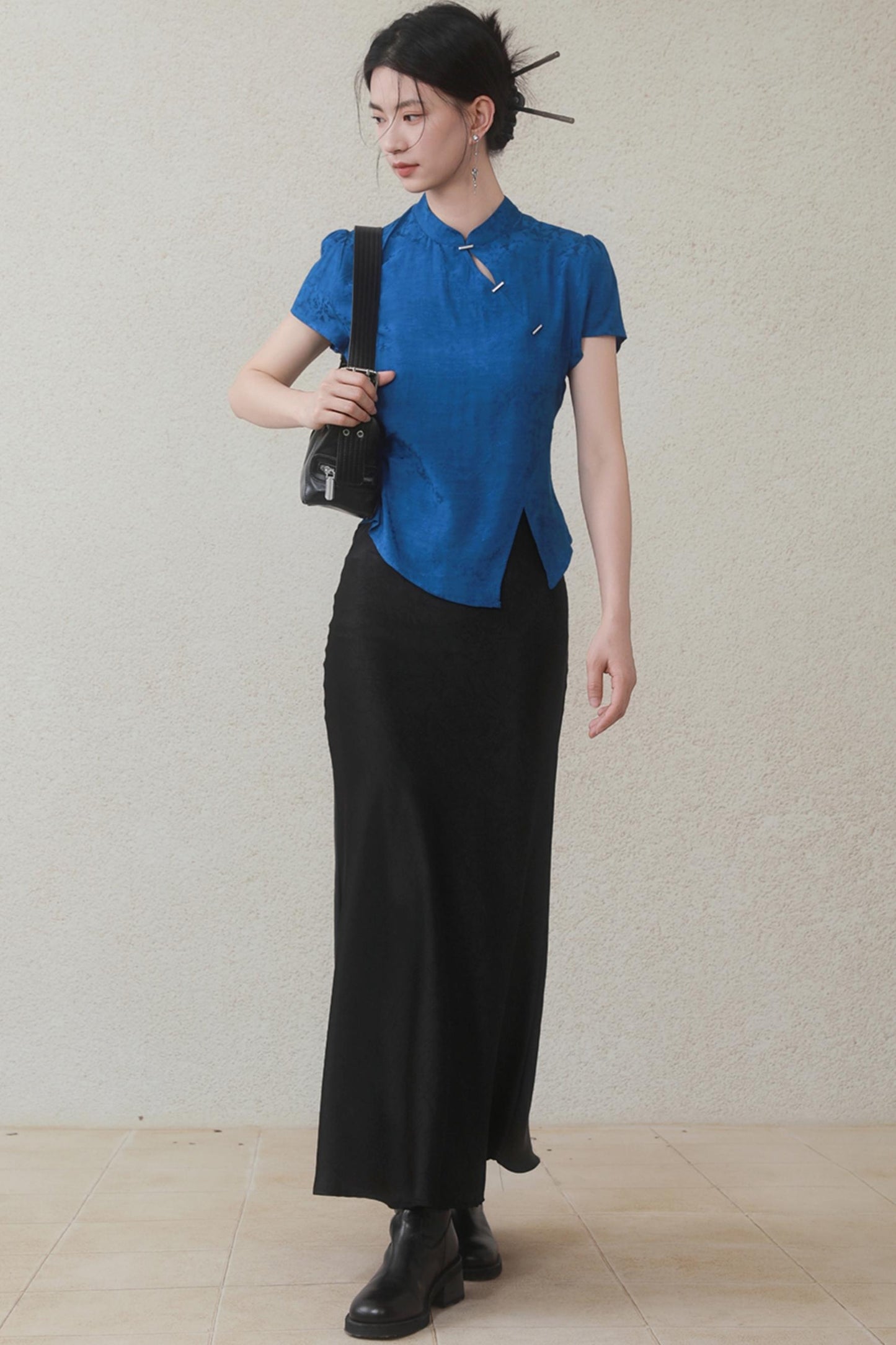 Klein Blue Chinese Shirt