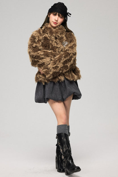 Bloom Pattern Fur Coat