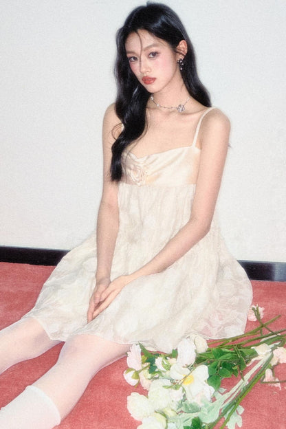 Sweet Jacquard Halter Dress